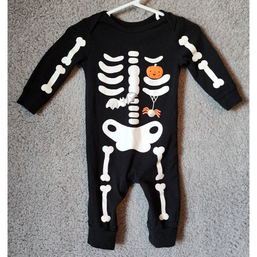 Carter's Baby Halloween Black Skeleton Bones One Piece‎ Costume Baby Size 6M